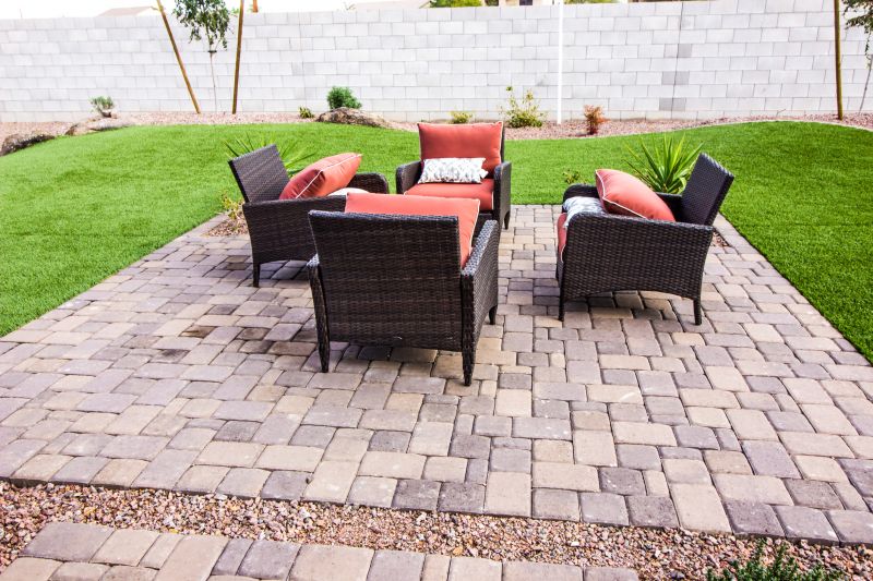 Finished paver patio with outdoor furniture